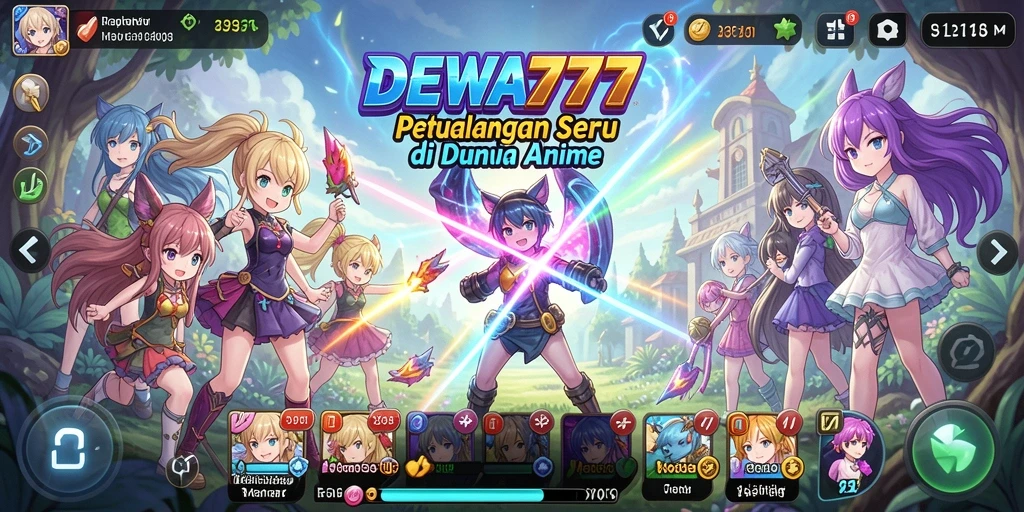 Tampilan menarik gameplay DEWA777 dengan karakter anime yang penuh warna.