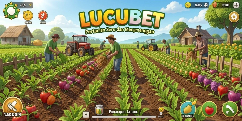 Screenshot gameplay LUCUBET menampilkan aktivitas bercocok tanam yang mengasyikkan.