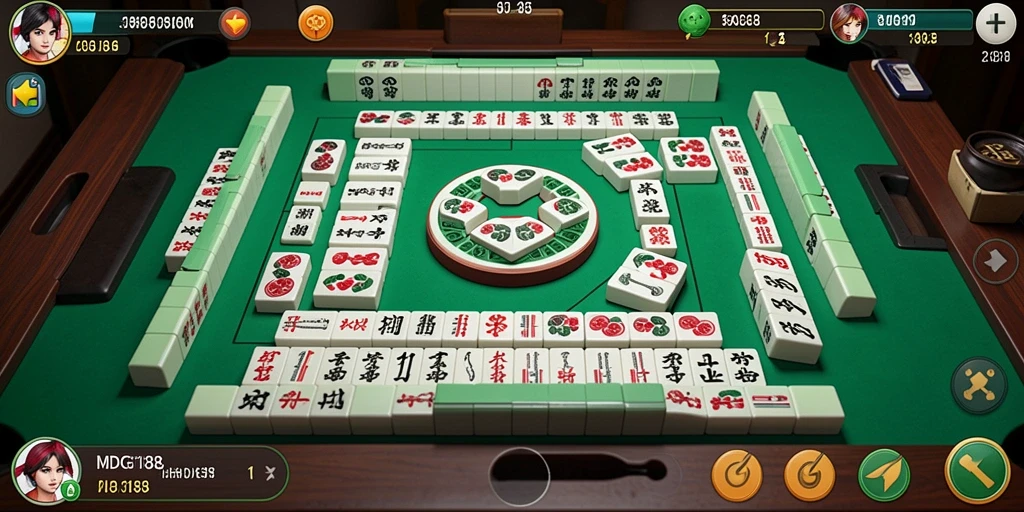 Screenshot gameplay MDG188 menampilkan suasana permainan Mahjong yang seru.
