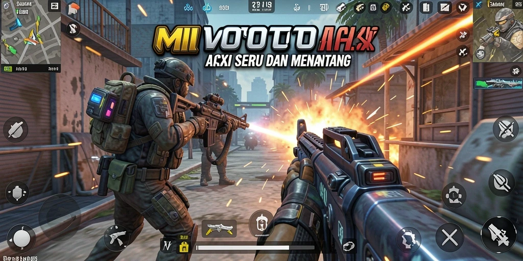Screesnhot MIOTOTO menunjukkan karakter beraksi dalam pertempuran TPS.