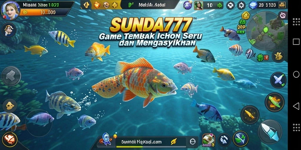 Tampilan gameplay seru dengan berbagai ikan yang bisa ditangkap.