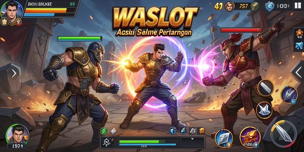 Screenshot memperlihatkan aksi seru dalam permainan WASLOT dengan pertarungan yang mendebarkan.