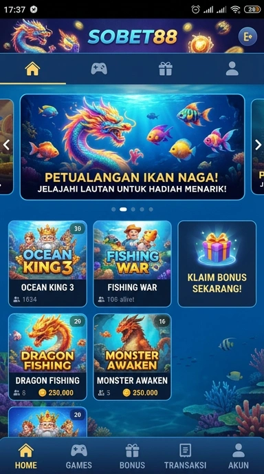 Tampilan beranda sobet88 dengan berbagai aplikasi terbaru.